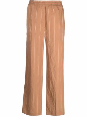 Manuel Ritz pinstriped straight-leg trousers - Brown