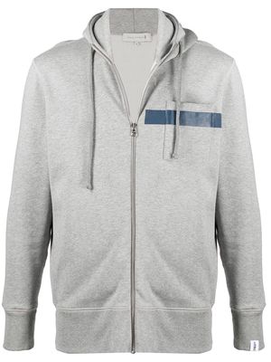 Mackintosh horizontal-stripe zip-up hoodie - Grey