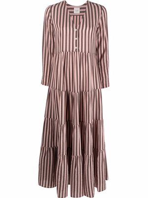 Alysi stripe tiered-skirt smock dress - Pink
