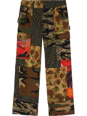 Palm Angels MIXED FABRIC CARGO PANTS MILITARY BLACK - Green