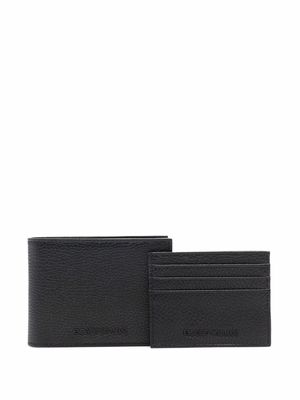 Emporio Armani logo-embossed leather wallet - Black