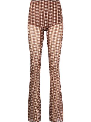 KNWLS argyle-print flared trousers - Brown