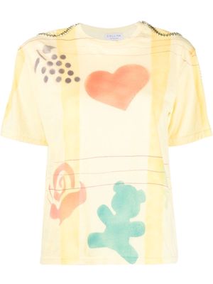 Collina Strada mix-print organic-cotton T-Shirt - Yellow