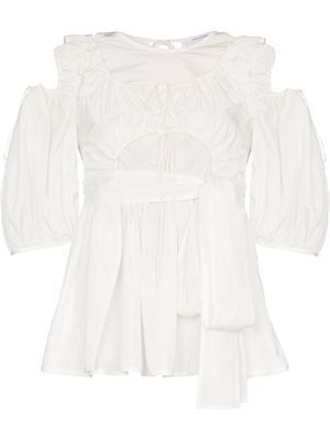 Cecilie Bahnsen Falka cut-out puff-sleeve blouse - White
