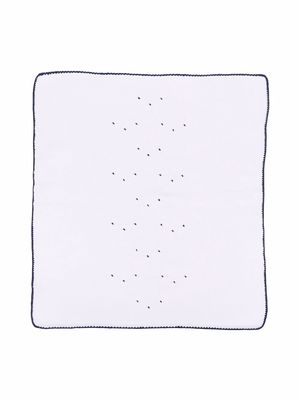Little Bear contrast-trim embroidered blanket - White
