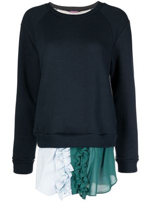 Sueundercover layered-look cotton sweatshirt - Blue