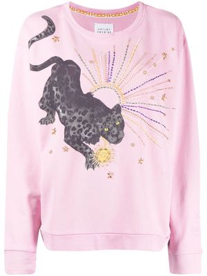 Hayley Menzies Prowling Panther Embellished Sweatshirt - Pink