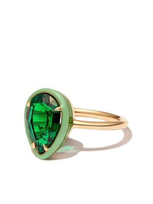 Alison Lou 14kt yellow gold emerald cocktail ring