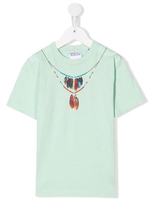 Marcelo Burlon County Of Milan Kids necklace-print cotton T-shirt - Green