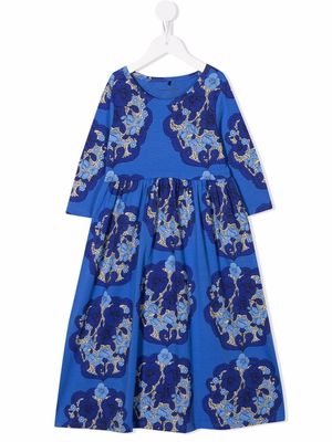 Mini Rodini floral-print organic-cotton dress - Blue
