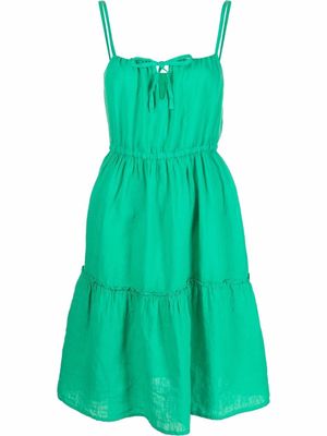 120% Lino gathered-detail sleeveless dress - Green