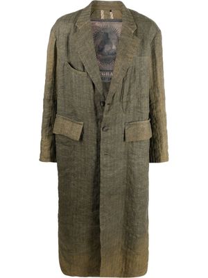 Ziggy Chen distressed-effect striped trench - Green