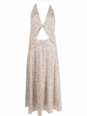 In The Mood For Love sequin-embellished midi dress - Neutrals