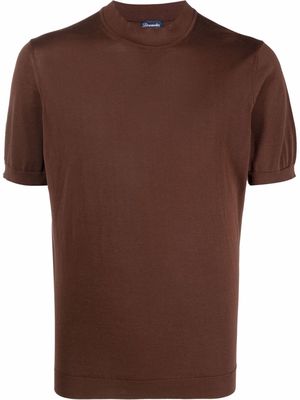 Drumohr fine knit mock-neck T-shirt - Brown