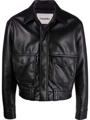 Nanushka point-collar leather jacket - Black
