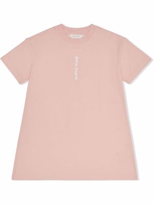 Palm Angels Kids CLASSIC OVER LOGO TEE DRESS PINK WHITE
