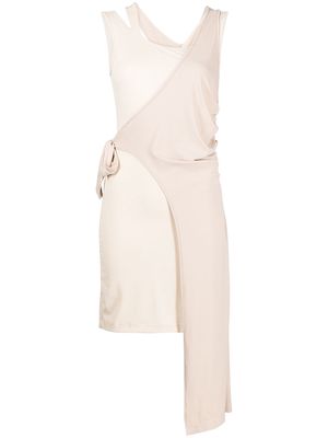 Feng Chen Wang asymmetric side-tie fastening dress - White