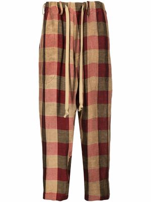 Uma Wang tartan-check drawstring pyjama pants - Brown