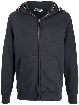 A BATHING APE® appliqué detailed zip-up hoodie - Black