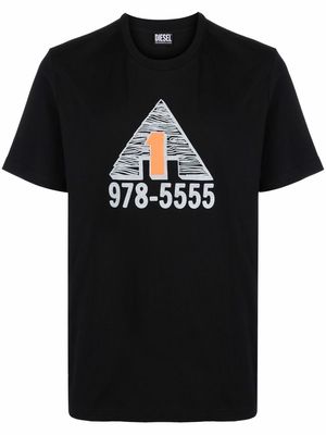 Diesel number-print crewneck T-shirt - Black