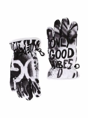 Dolce & Gabbana Kids spray-paint logo-print gloves - Black