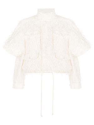 UNDERCOVER feathered-detail shirt jacket - White