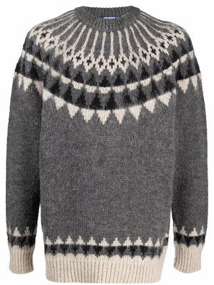 Junya Watanabe MAN fair-isle knitted wool jumper - Grey