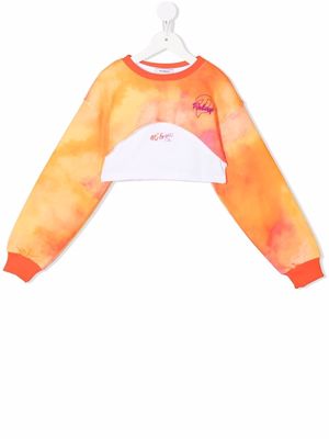 Pinko Kids tie-dye layered sweatshirt - Orange