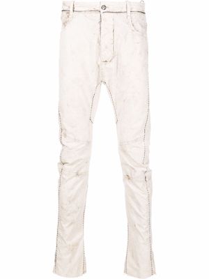 Masnada distressed-effect cotton slim-cut trousers - Neutrals