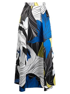 Elie Saab Mikado floral-print high-waisted skirt - Black