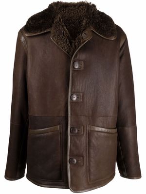 Lemaire reversible fur-leather jacket - Brown