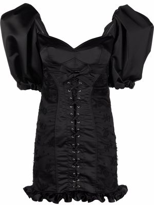 Alessandra Rich puff-sleeve mini dress - Black