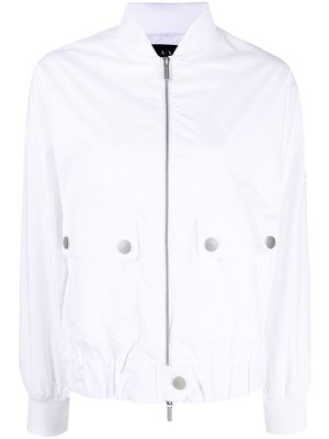 Armani Exchange logo-patch bomber jacket - White