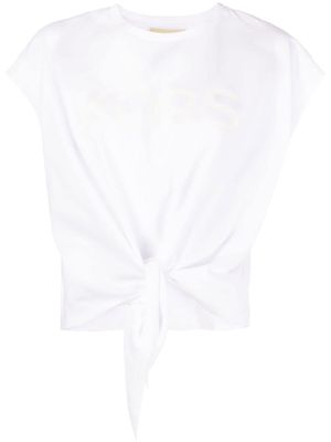 Michael Michael Kors logo waist-tied organic cotton top - White