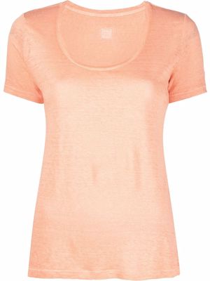 120% Lino scoop-neck T-shirt - Orange