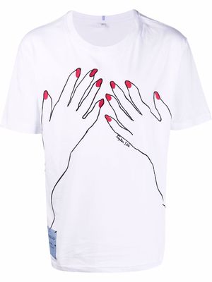 MCQ embroidered-hands cotton T-shirt - White