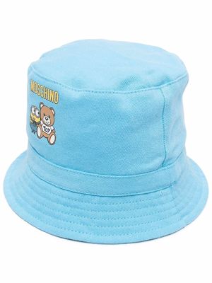 Moschino Kids teddy bear-print bucket hat - Blue