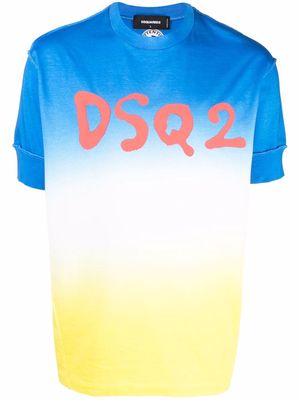Dsquared2 gradient-effect logo-print T-shirt - Blue