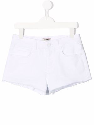 Pinko Kids frayed logo patch shorts - White