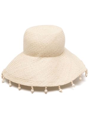 Aranaz bead-embellished sun hat - Brown