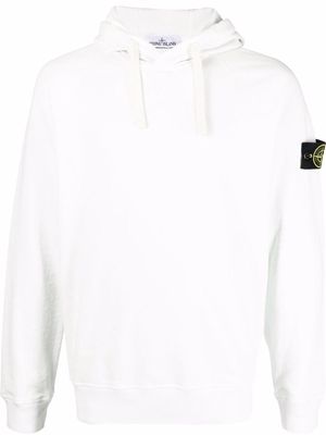 Stone Island Compass badge cotton hoodie - White