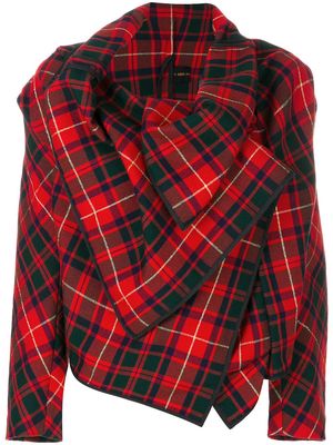 Comme Des Garçons Pre-Owned asymmetric tartan jacket - Red