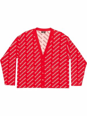 Balenciaga mini all-over logo print cardigan - Red