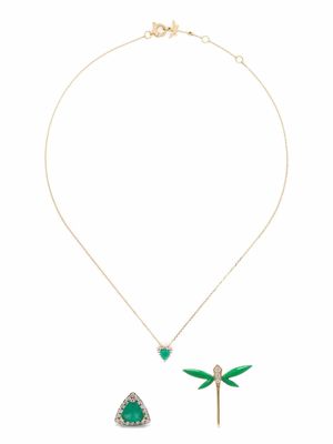 Anapsara 18kt yellow gold Dragonfly earrings and necklace set