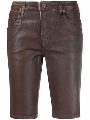 Diesel distressed-finish high-waisted shorts - Brown