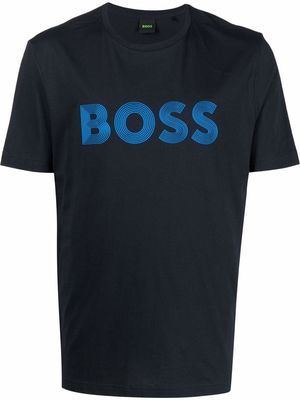 BOSS fine-line logo print T-shirt - Blue