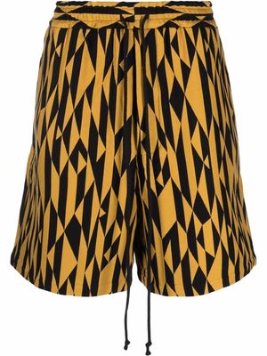 Song For The Mute drawstring geometric shorts - Yellow