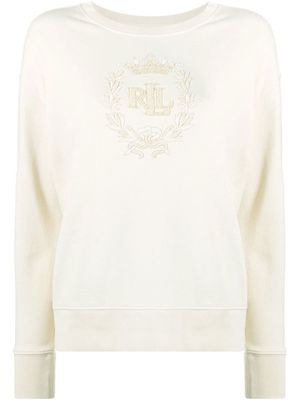 Lauren Ralph Lauren embellished crest branded sweatshirt - Neutrals