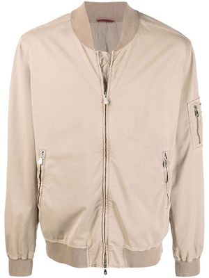Brunello Cucinelli zipped-pockets zip-up bomber jacket - Brown