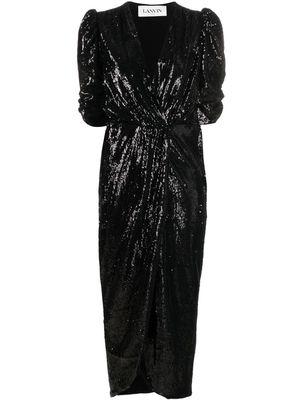 LANVIN sequin-embellished ruched dress - Black